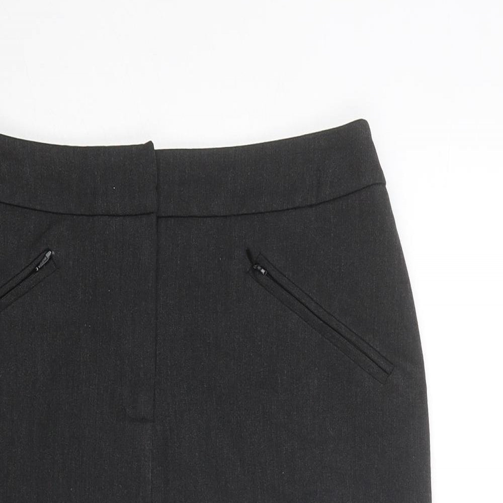 Warehouse Womens Grey Polyester A-Line Skirt Size 10 Zip