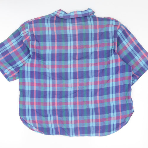 BHS Womens Multicoloured Plaid Polyester Basic Button-Up Size 14 Collared