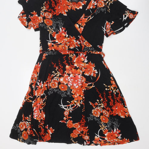 Dorothy Perkins Womens Multicoloured Floral Viscose A-Line Size 12 V-Neck Pullover