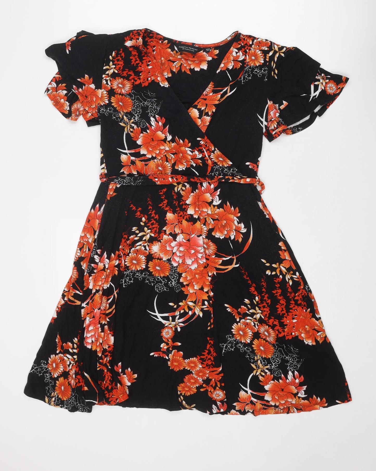 Dorothy Perkins Womens Multicoloured Floral Viscose A-Line Size 12 V-Neck Pullover