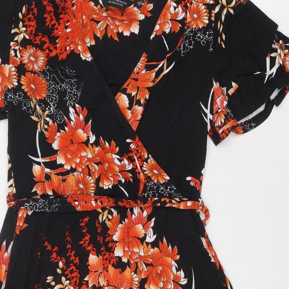 Dorothy Perkins Womens Multicoloured Floral Viscose A-Line Size 12 V-Neck Pullover
