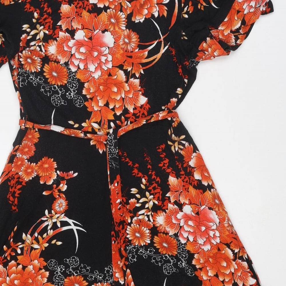 Dorothy Perkins Womens Multicoloured Floral Viscose A-Line Size 12 V-Neck Pullover