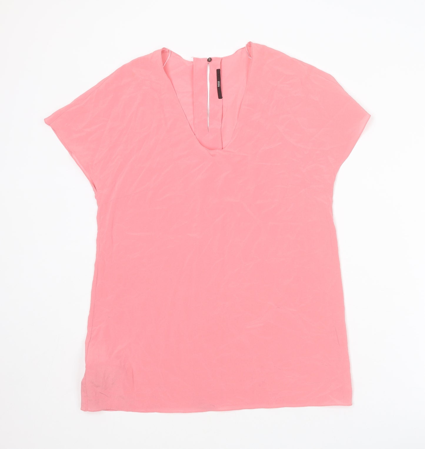 Boss Womens Pink Silk Basic Blouse Size 6 Scoop Neck