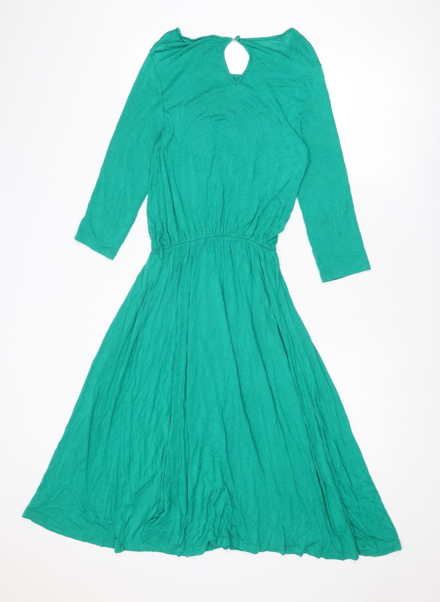 ASOS Womens Green Viscose Fit & Flare Size 12 Round Neck Button