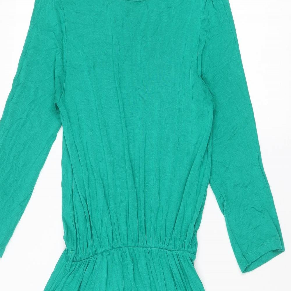 ASOS Womens Green Viscose Fit & Flare Size 12 Round Neck Button