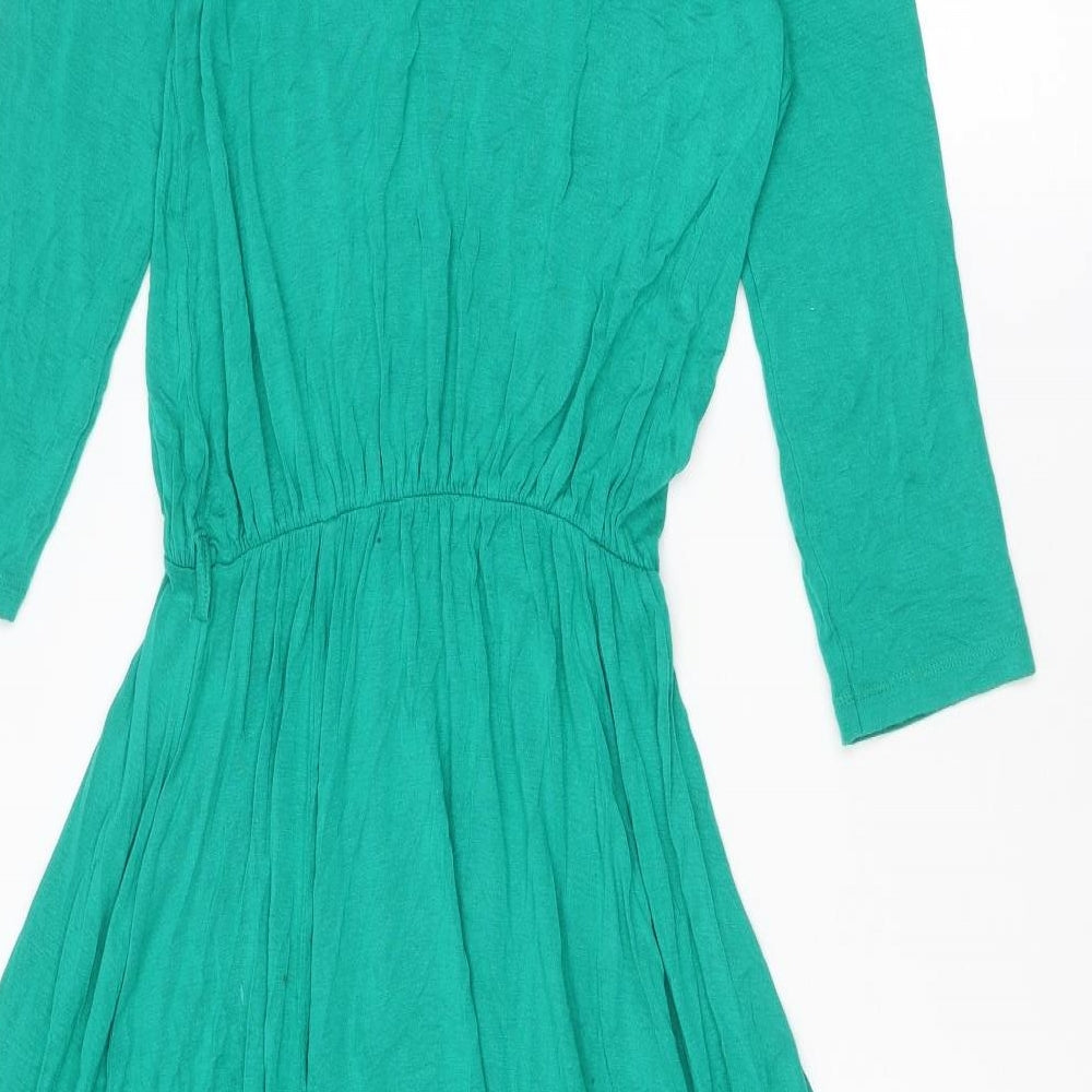 ASOS Womens Green Viscose Fit & Flare Size 12 Round Neck Button