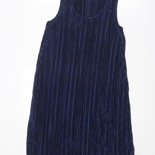 H&M Womens Blue Striped Polyester A-Line Size S Round Neck Pullover