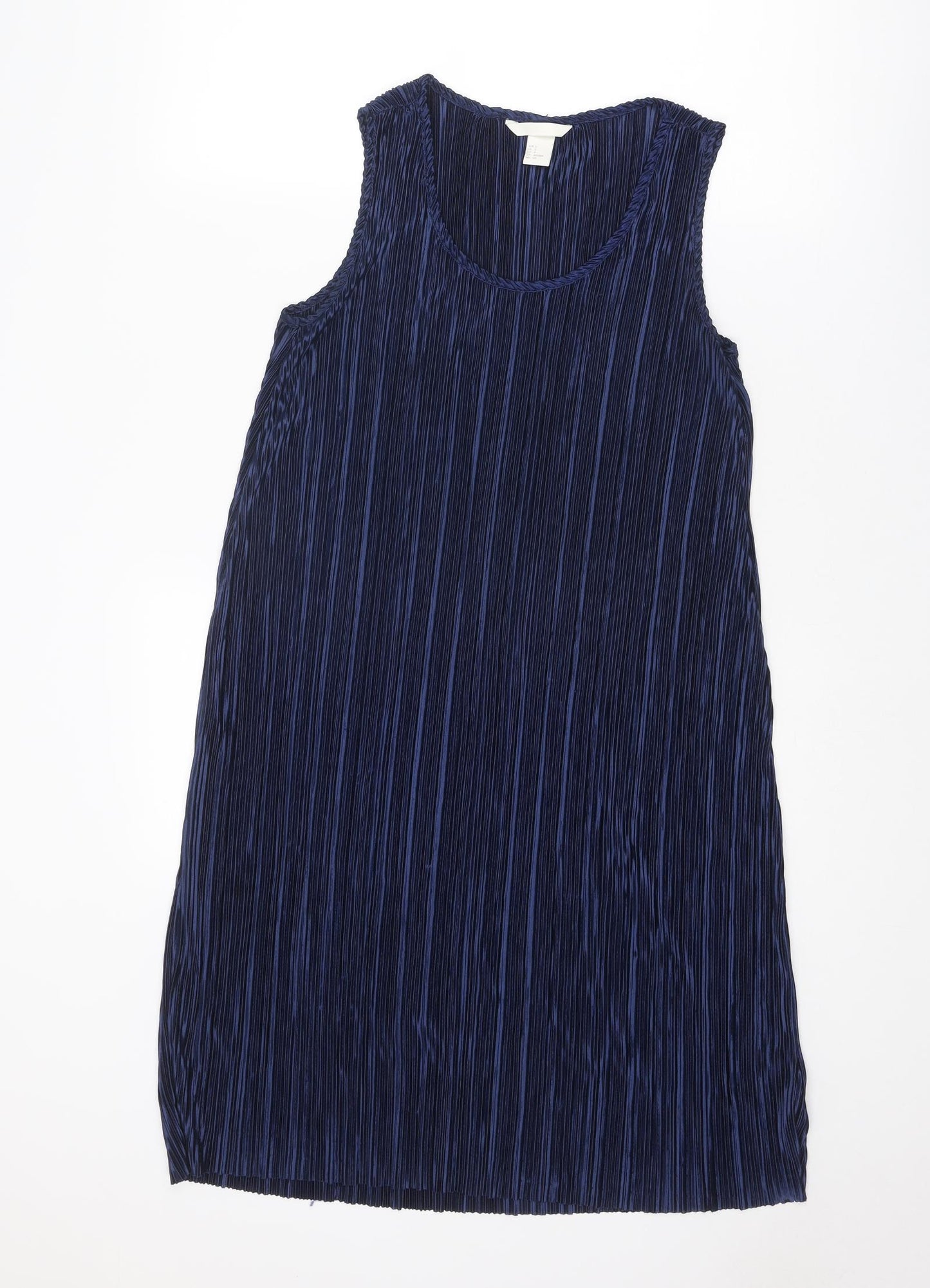 H&M Womens Blue Striped Polyester A-Line Size S Round Neck Pullover