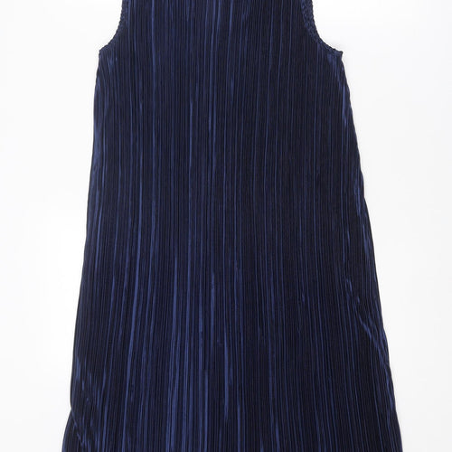 H&M Womens Blue Striped Polyester A-Line Size S Round Neck Pullover