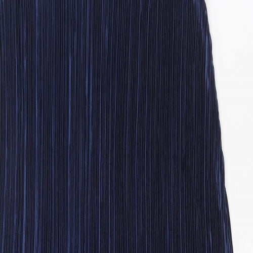 H&M Womens Blue Striped Polyester A-Line Size S Round Neck Pullover