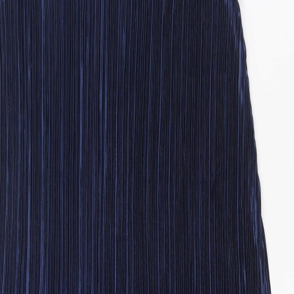 H&M Womens Blue Striped Polyester A-Line Size S Round Neck Pullover
