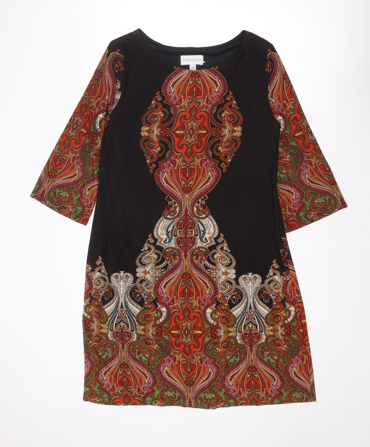 Ronni Nicole Womens Multicoloured Geometric Polyester A-Line Size 18 Round Neck Pullover