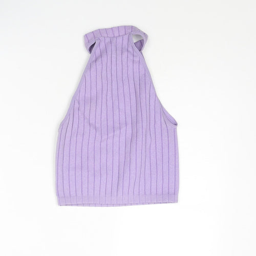 Zara Womens Purple Polyester Basic Tank Size XS Halter