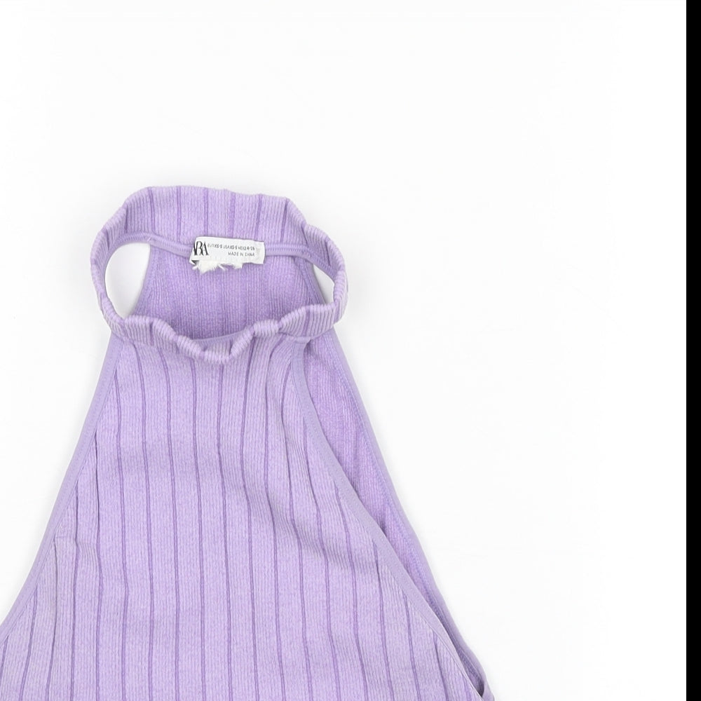 Zara Womens Purple Polyester Basic Tank Size XS Halter