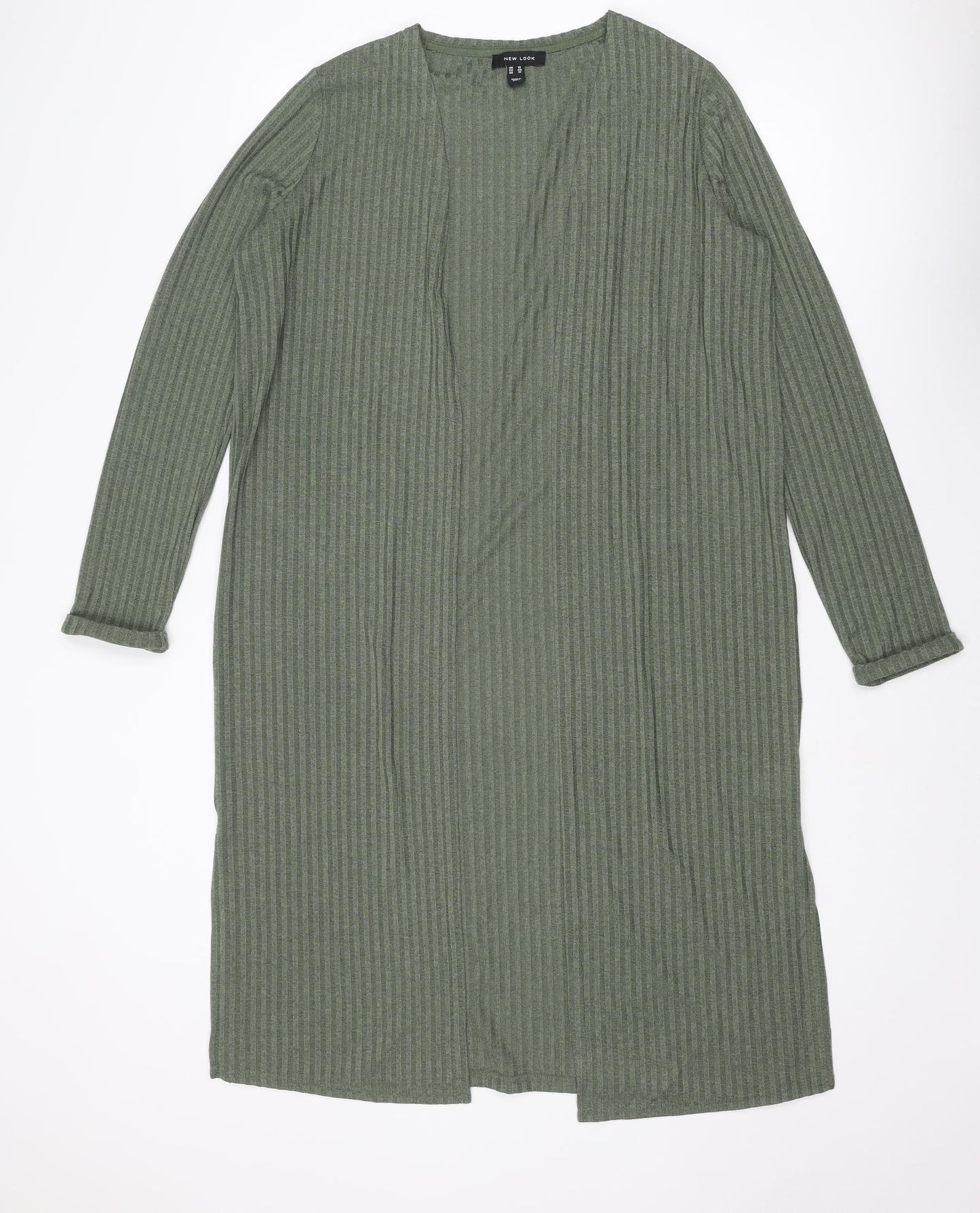 New Look Womens Green V-Neck Polyester Cardigan Jumper Size 16