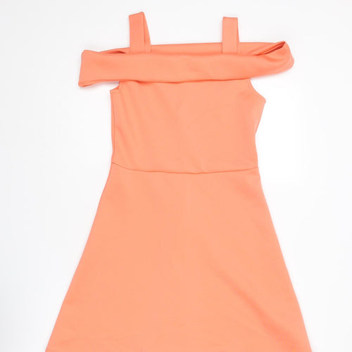 Lipsy Girls Orange Polyester A-Line Size 13-14 Years Round Neck Pullover