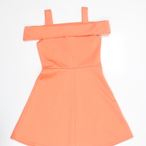 Lipsy Girls Orange Polyester A-Line Size 13-14 Years Round Neck Pullover