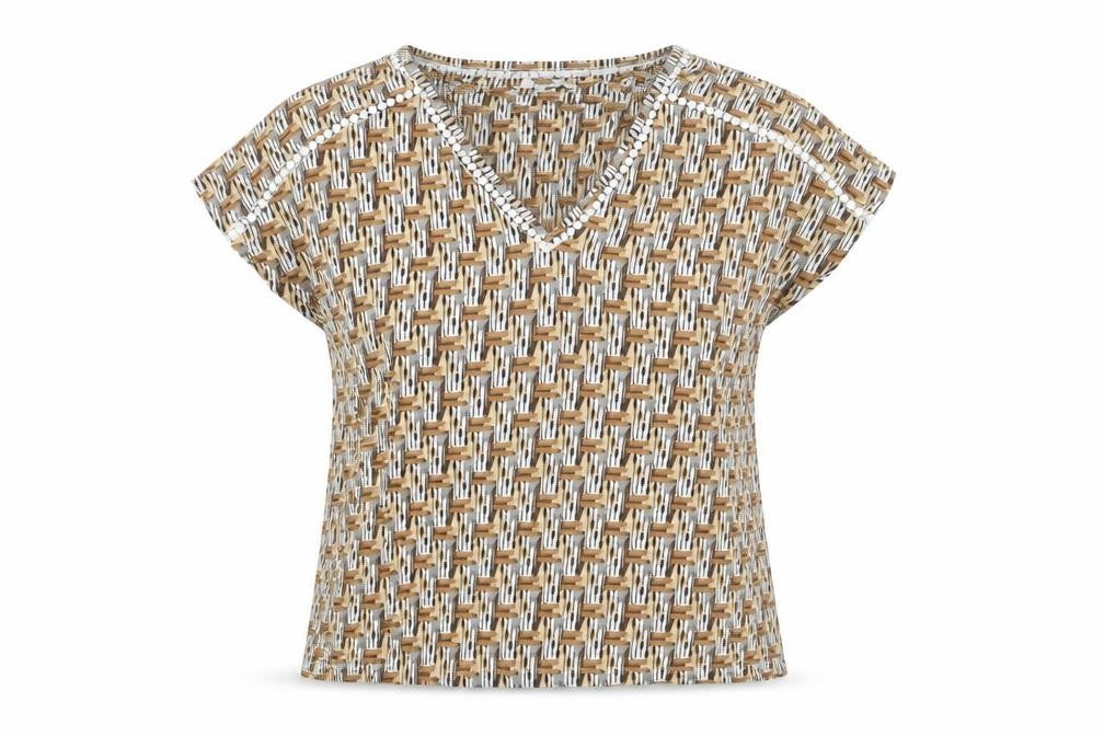 Next Womens Multicoloured Geometric Viscose Basic Blouse Size 12 V-Neck