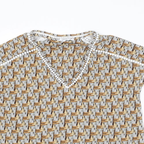 NEXT Womens Multicoloured Geometric Viscose Basic Blouse Size 12 V-Neck