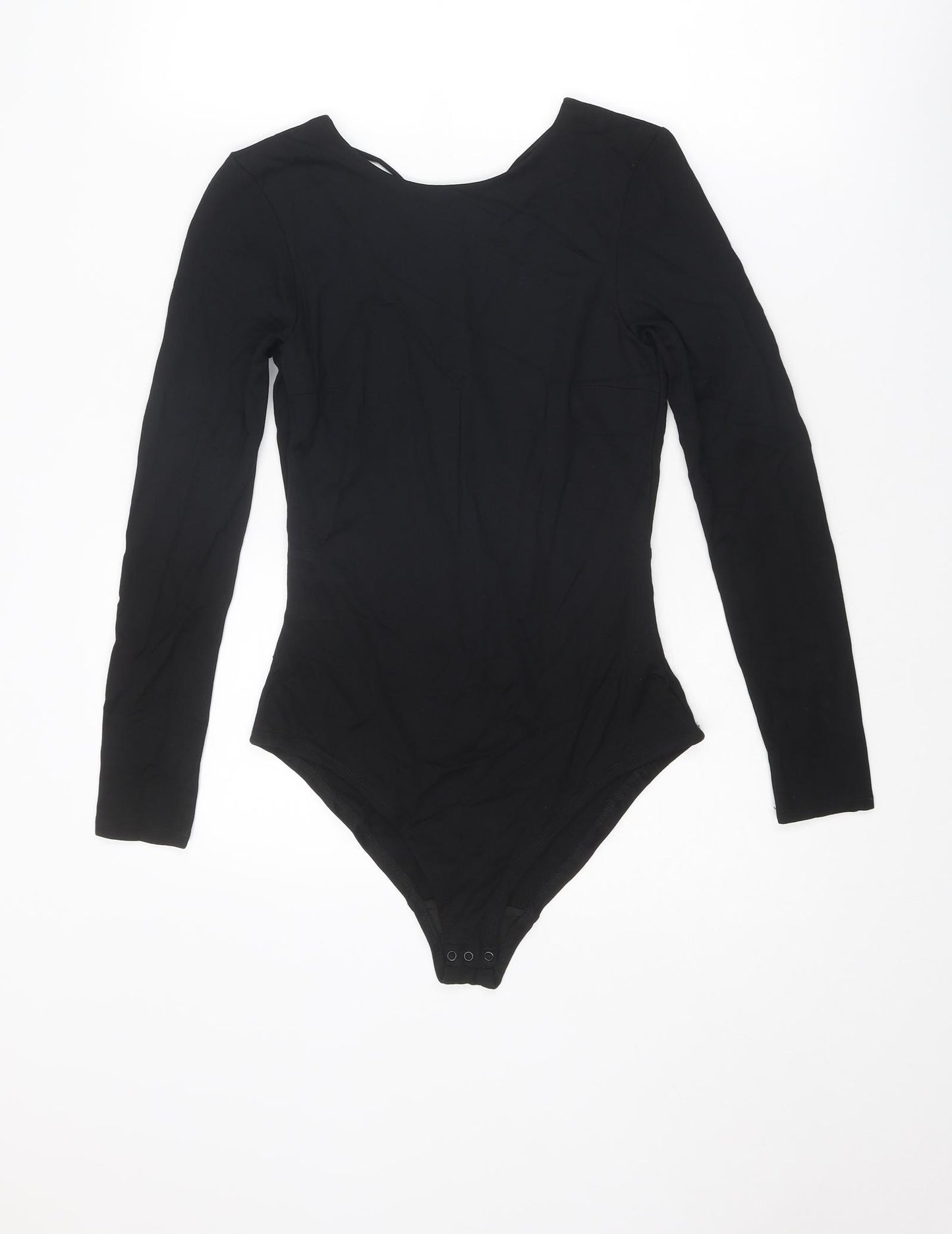 H&M Womens Black Viscose Bodysuit One-Piece Size 8 Snap - Open Back