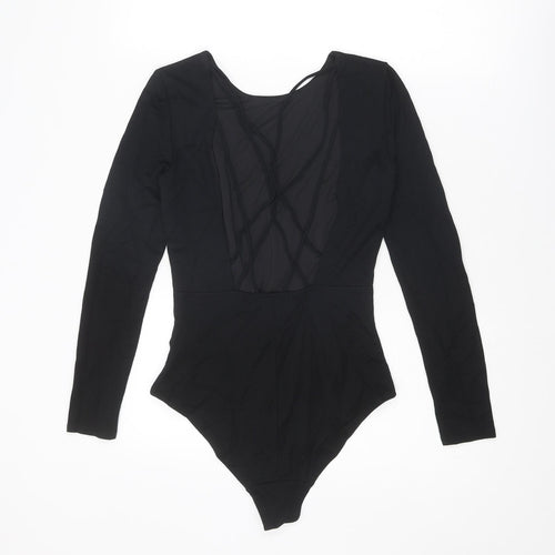 H&M Womens Black Viscose Bodysuit One-Piece Size 8 Snap - Open Back
