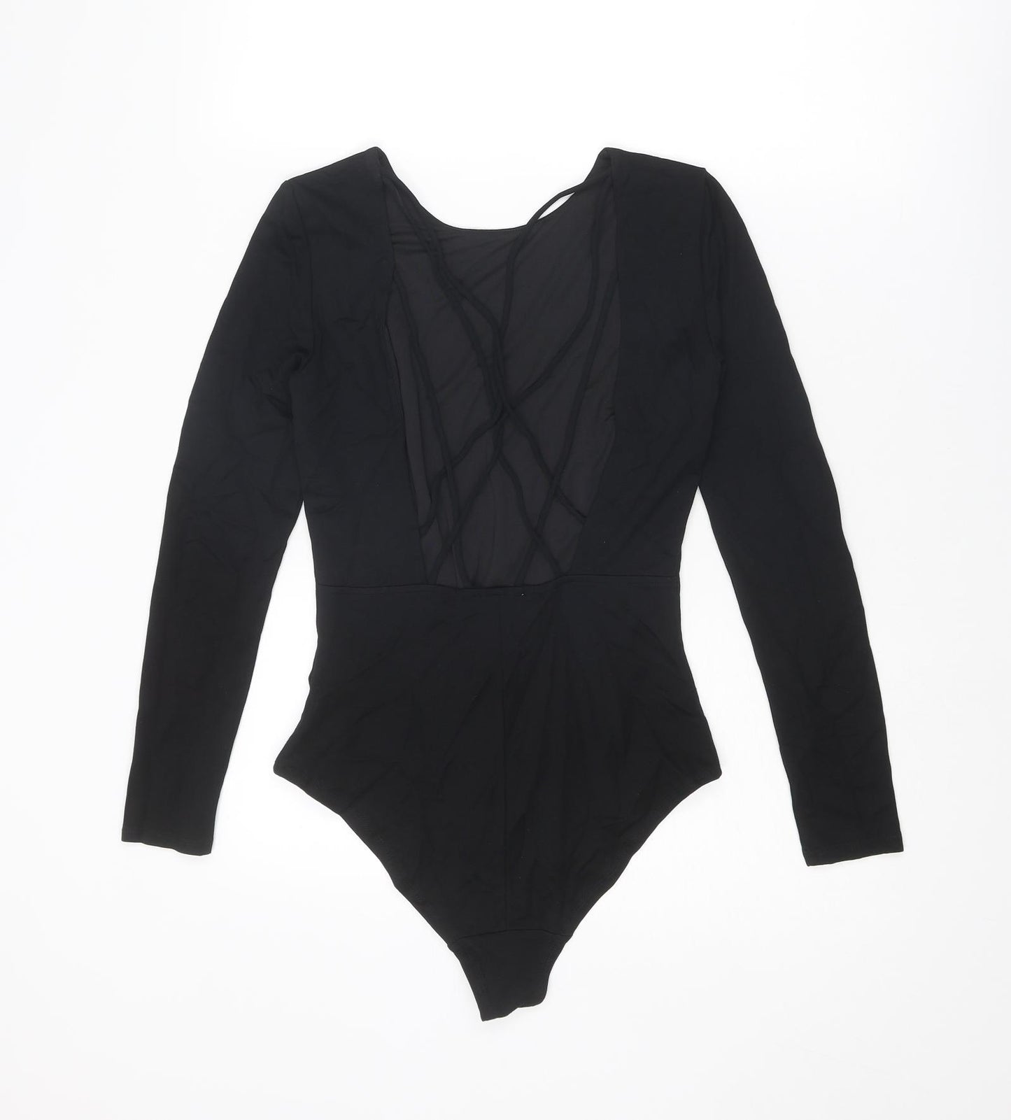 H&M Womens Black Viscose Bodysuit One-Piece Size 8 Snap - Open Back