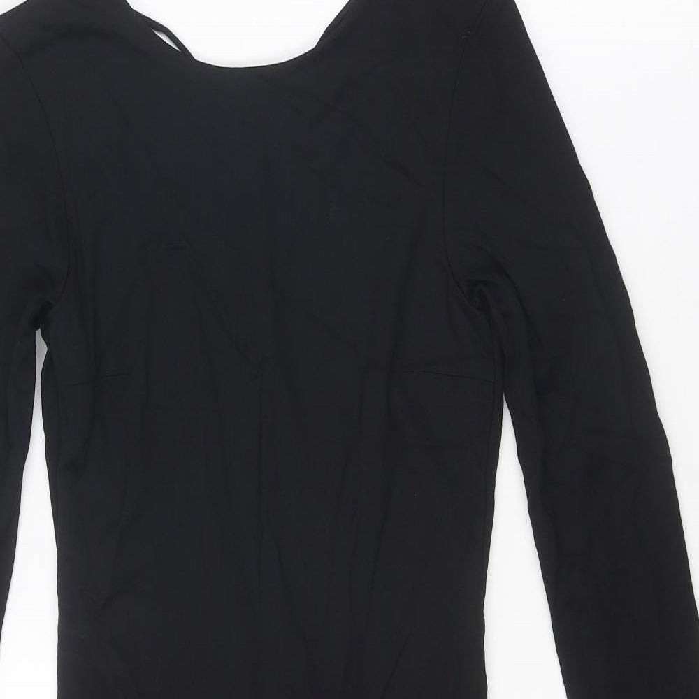 H&M Womens Black Viscose Bodysuit One-Piece Size 8 Snap - Open Back