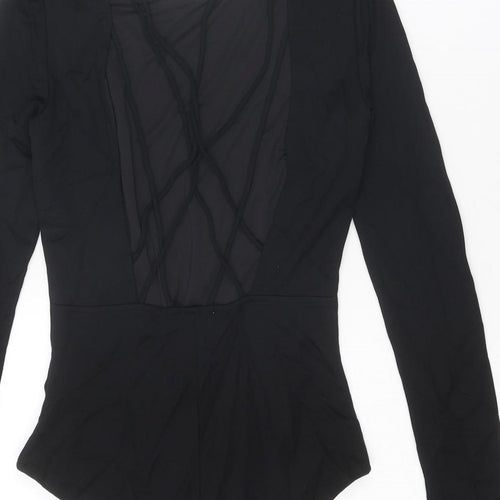 H&M Womens Black Viscose Bodysuit One-Piece Size 8 Snap - Open Back