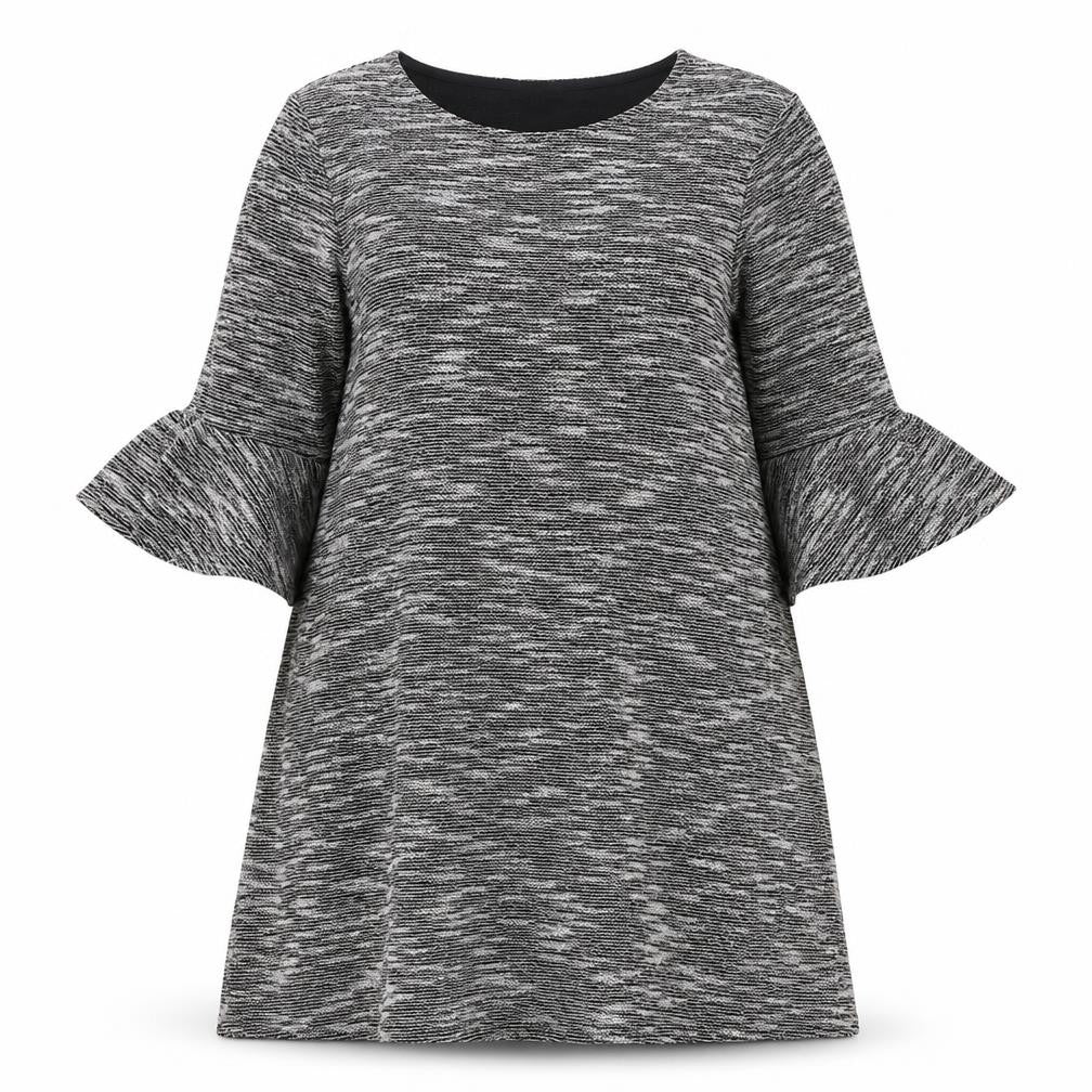 Front view of River Island women’s grey geometric polyester a-line, size UK 10, round neck pullover