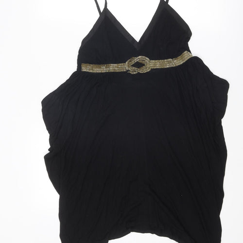 Miss Selfridge Womens Black Viscose Slip Dress Size 12 V-Neck Pullover