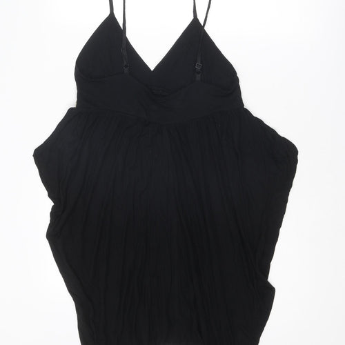 Miss Selfridge Womens Black Viscose Slip Dress Size 12 V-Neck Pullover