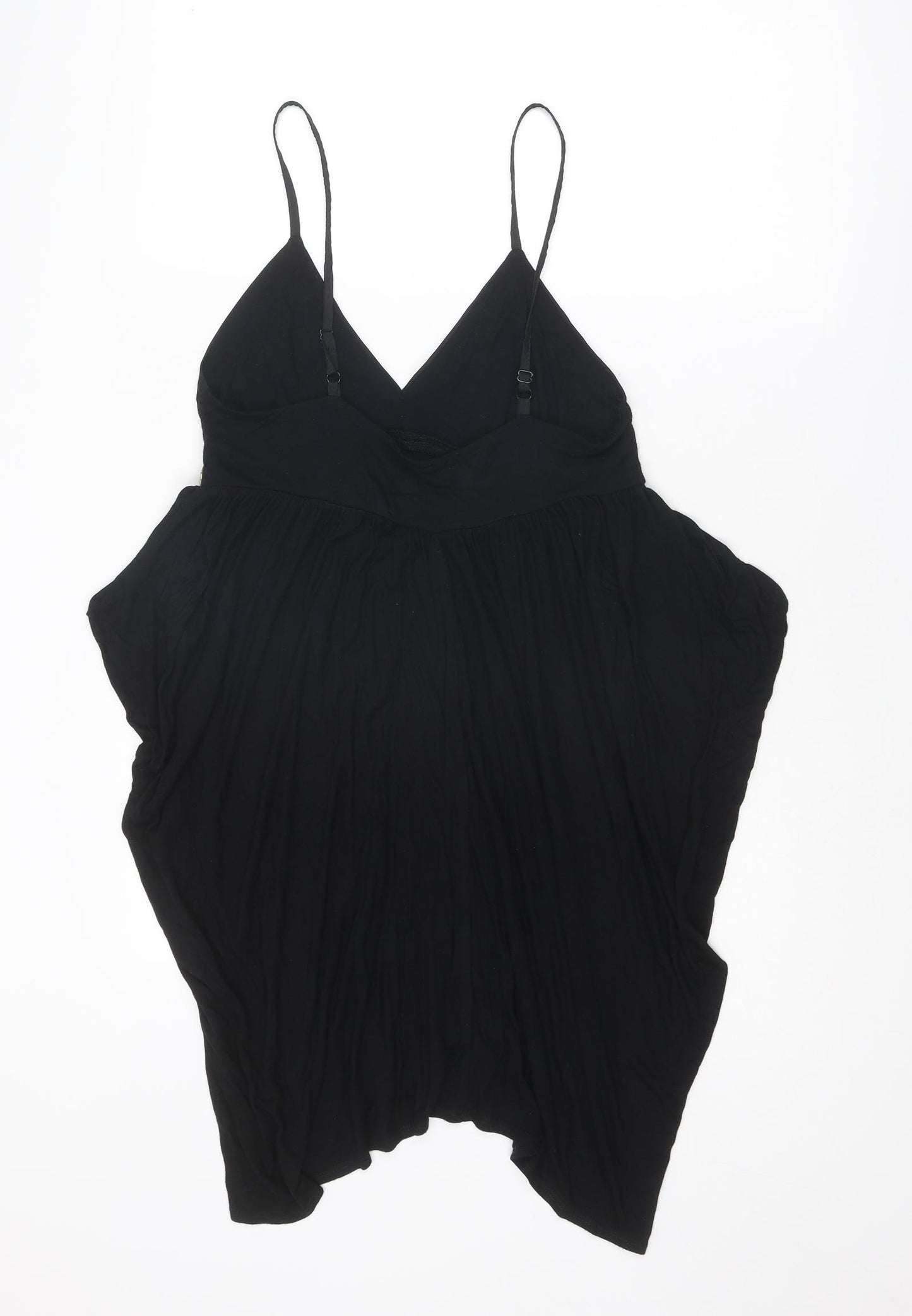 Miss Selfridge Womens Black Viscose Slip Dress Size 12 V-Neck Pullover