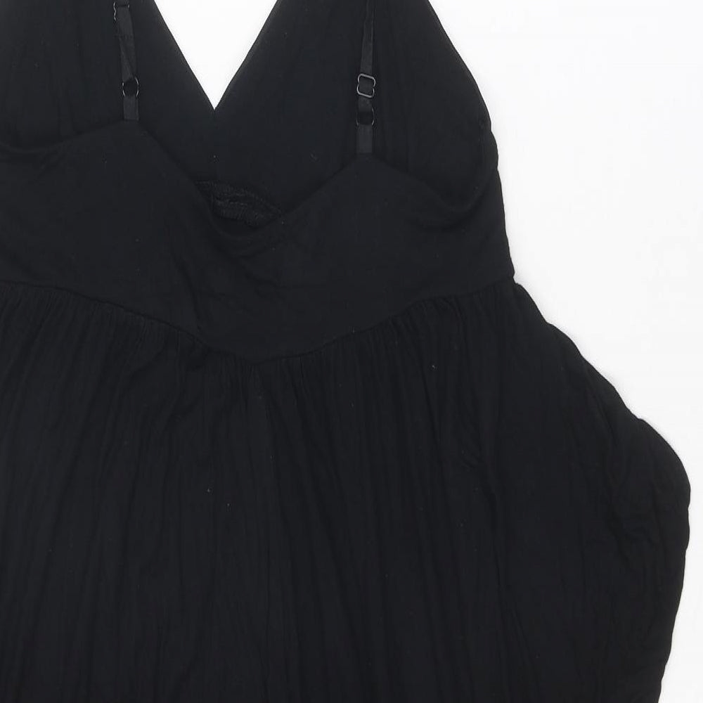 Miss Selfridge Womens Black Viscose Slip Dress Size 12 V-Neck Pullover