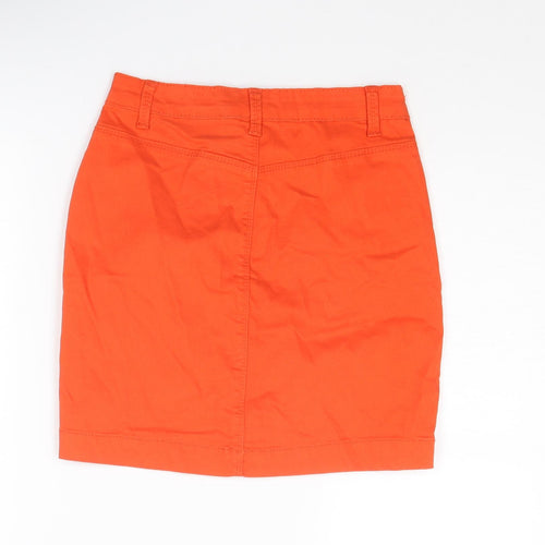 Missguided Womens Orange Cotton A-Line Skirt Size 8 Zip