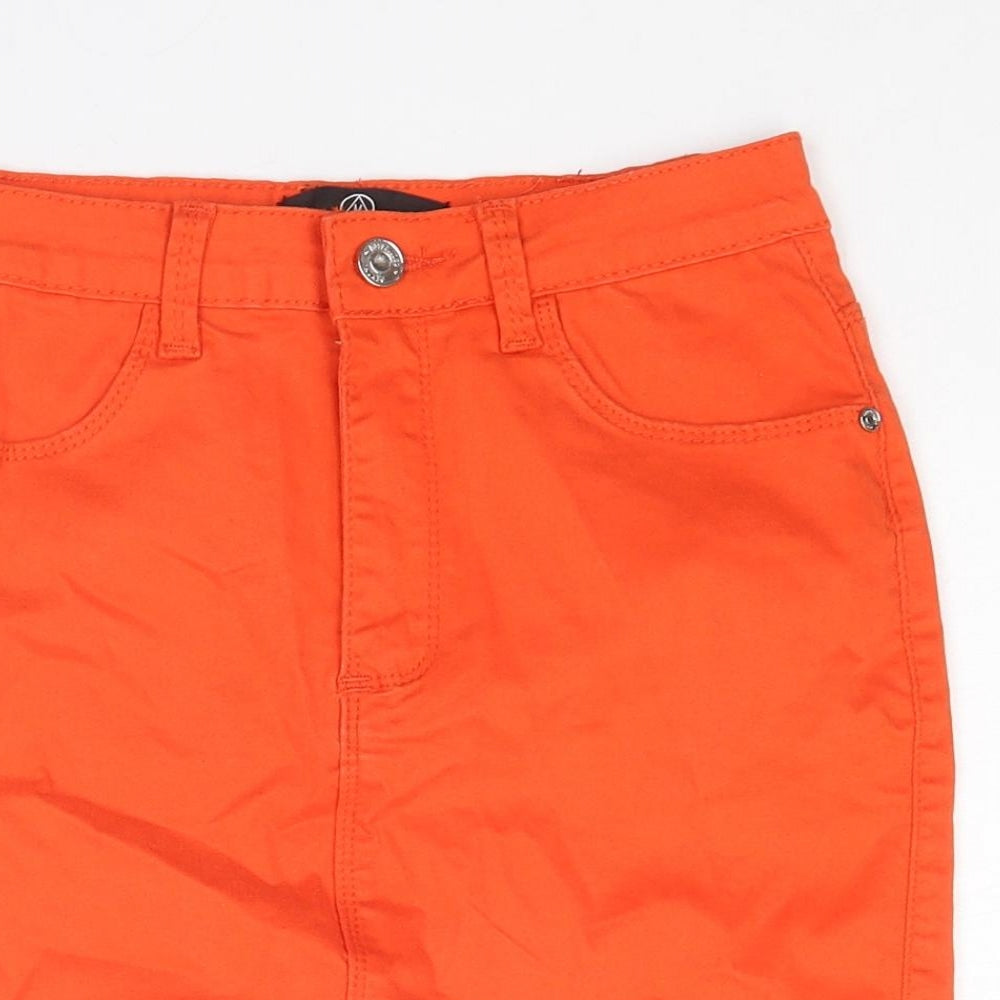 Missguided Womens Orange Cotton A-Line Skirt Size 8 Zip