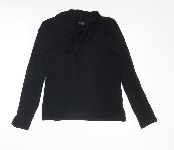 Marks and Spencer Womens Black Viscose Basic T-Shirt Size 8 V-Neck
