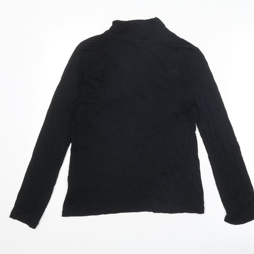 Marks and Spencer Womens Black Viscose Basic T-Shirt Size 8 V-Neck