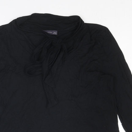 Marks and Spencer Womens Black Viscose Basic T-Shirt Size 8 V-Neck