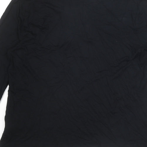 Marks and Spencer Womens Black Viscose Basic T-Shirt Size 8 V-Neck