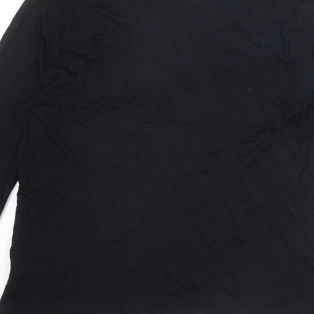 Marks and Spencer Womens Black Viscose Basic T-Shirt Size 8 V-Neck