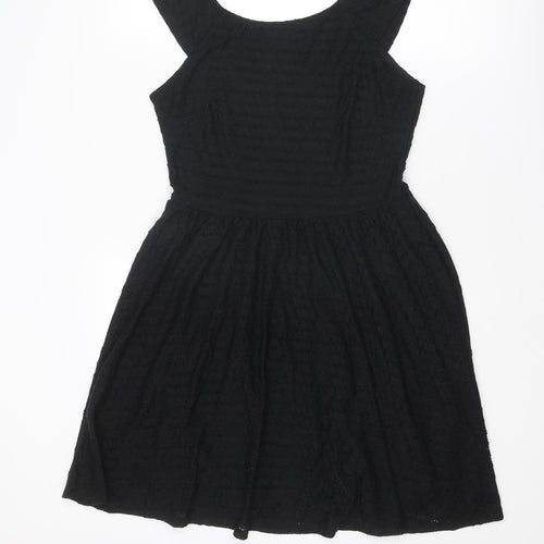 Dorothy Perkins Womens Black Geometric Polyester Fit & Flare Size 14 Round Neck Pullover