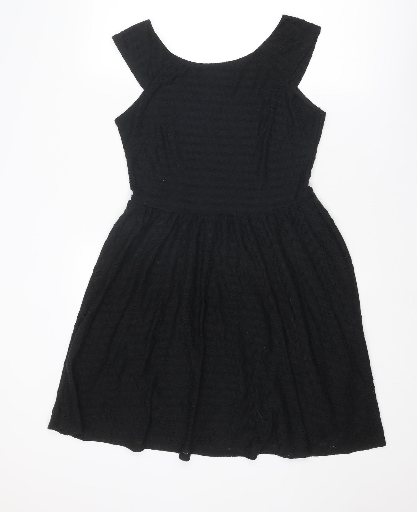 Dorothy Perkins Womens Black Geometric Polyester Fit & Flare Size 14 Round Neck Pullover