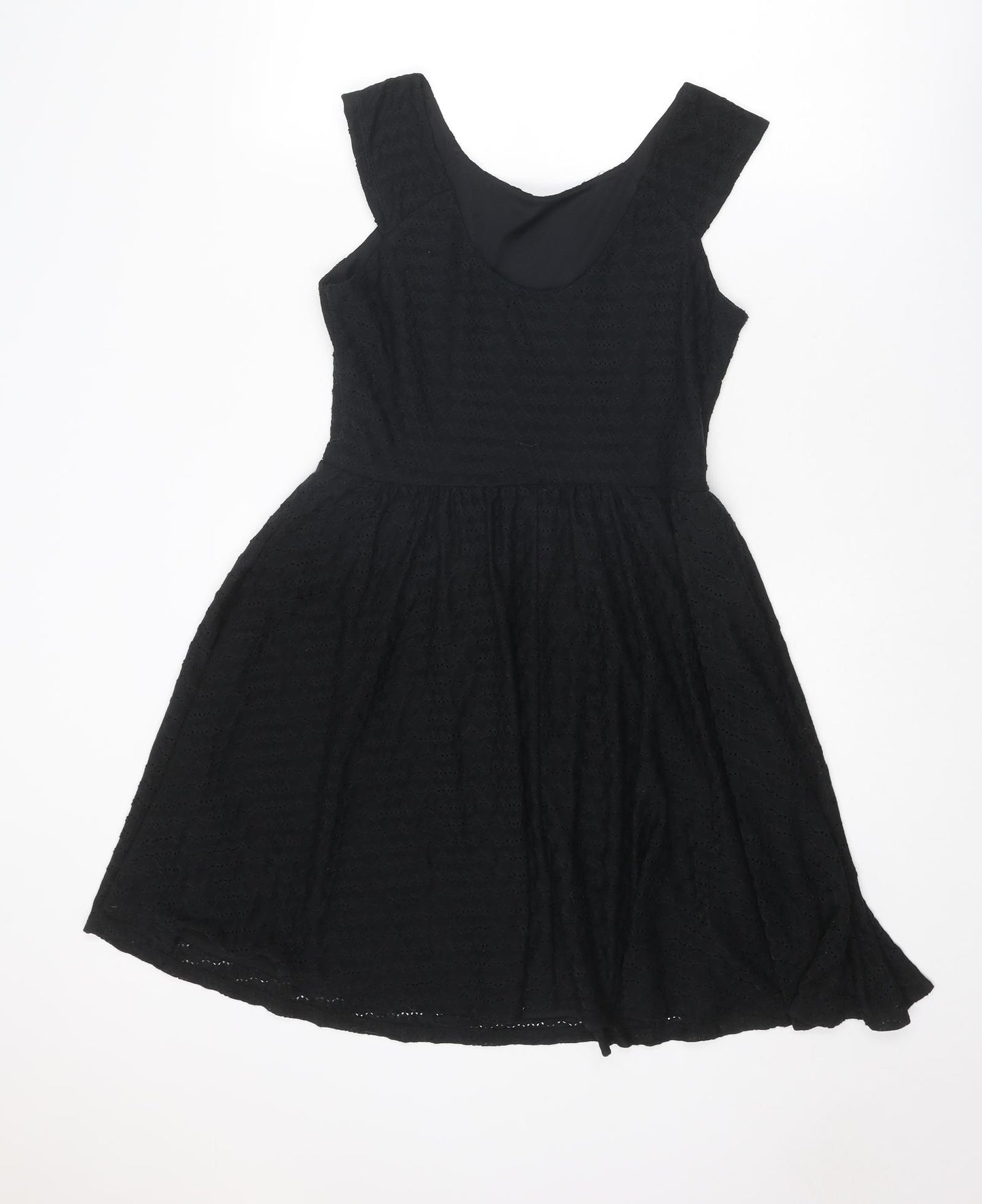 Dorothy Perkins Womens Black Geometric Polyester Fit & Flare Size 14 Round Neck Pullover