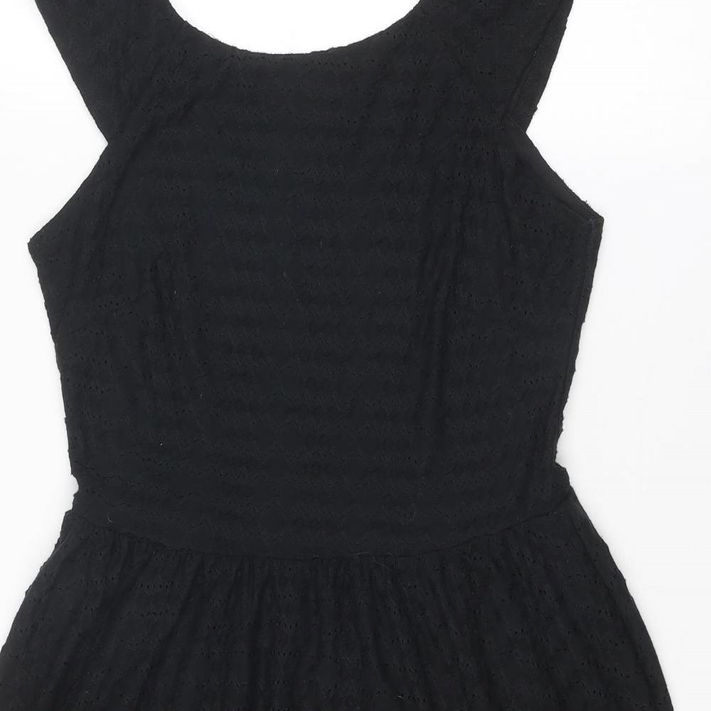 Dorothy Perkins Womens Black Geometric Polyester Fit & Flare Size 14 Round Neck Pullover