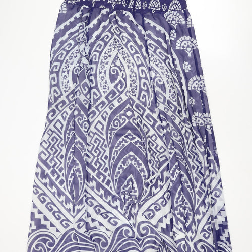 Monsoon Womens Blue Geometric Polyester Maxi Size L Off the Shoulder Pullover