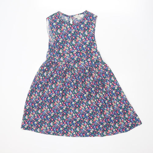 Miss Selfridge Womens Multicoloured Floral Polyester Fit & Flare Size 4 Boat Neck Button