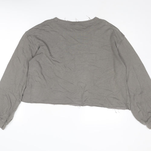 Topshop Womens Grey Cotton Pullover Sweatshirt Size 8 Pullover - Distressed look