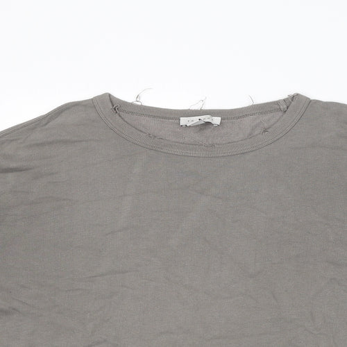 Topshop Womens Grey Cotton Pullover Sweatshirt Size 8 Pullover - Distressed look