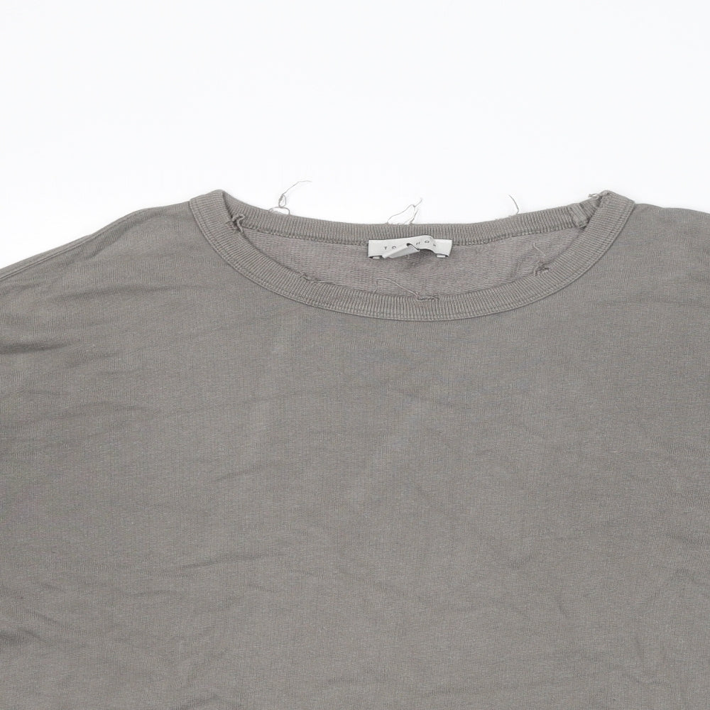 Topshop Womens Grey Cotton Pullover Sweatshirt Size 8 Pullover - Distressed look