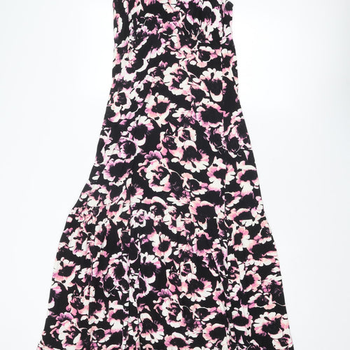 Dorothy Perkins Womens Multicoloured Geometric Viscose Maxi Size 14 V-Neck Button